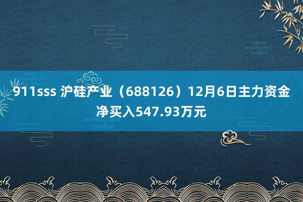 911sss 沪硅产业（688126）12月6日主力资金净买入547.93万元