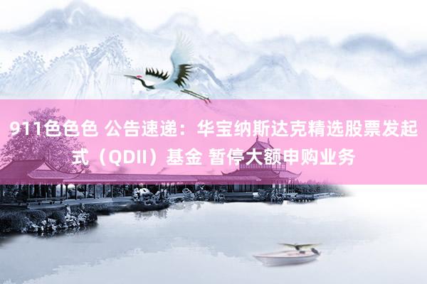 911色色色 公告速递：华宝纳斯达克精选股票发起式（QDII）基金 暂停大额申购业务