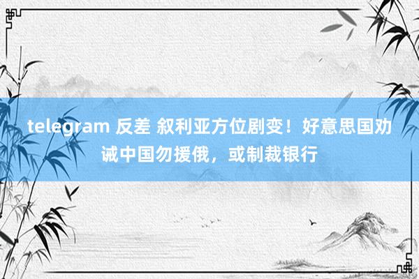 telegram 反差 叙利亚方位剧变！好意思国劝诫中国勿援俄，或制裁银行
