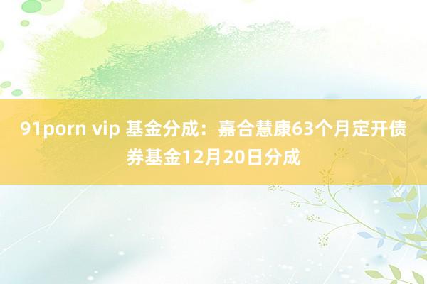 91porn vip 基金分成：嘉合慧康63个月定开债券基金12月20日分成