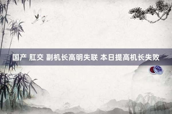 国产 肛交 副机长高明失联 本日提高机长失败