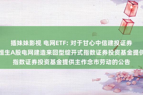 插妹妹影视 电网ETF: 对于甘心中信建投证券股份有限公司为国泰恒生A股电网建造来回型绽开式指数证券投资基金提供主作念市劳动的公告