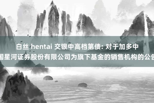 白丝 hentai 交银中高档第债: 对于加多中国星河证券股份有限公司为旗下基金的销售机构的公告
