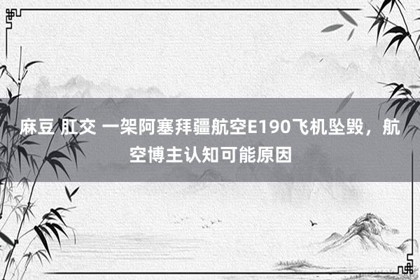 麻豆 肛交 一架阿塞拜疆航空E190飞机坠毁，航空博主认知可能原因