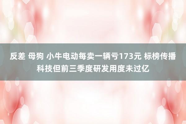 反差 母狗 小牛电动每卖一辆亏173元 标榜传播科技但前三季度研发用度未过亿