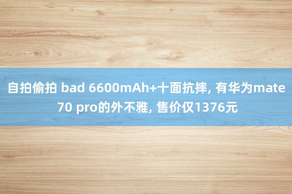 自拍偷拍 bad 6600mAh+十面抗摔， 有华为mate 70 pro的外不雅， 售价仅1376元
