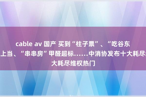 cable av 国产 买到“柱子票”、“吃谷东说念主”上当、“串串房”甲醛超标……中消协发布十大耗尽维权热门