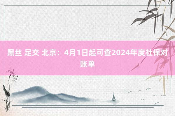 黑丝 足交 北京：4月1日起可查2024年度社保对账单