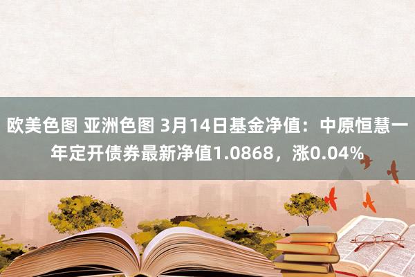 欧美色图 亚洲色图 3月14日基金净值：中原恒慧一年定开债券最新净值1.0868，涨0.04%