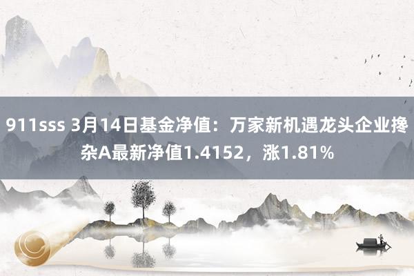 911sss 3月14日基金净值：万家新机遇龙头企业搀杂A最新净值1.4152，涨1.81%