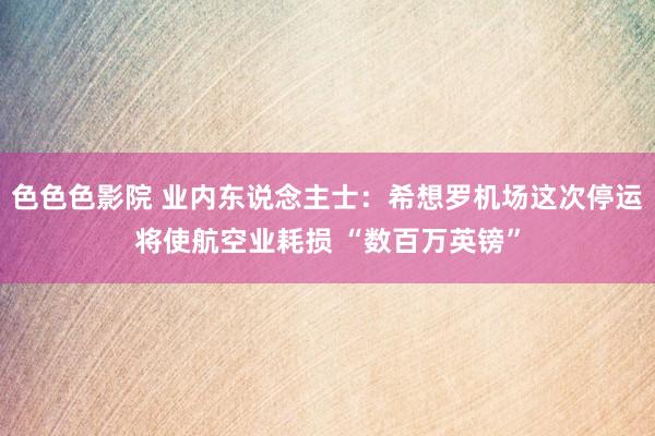 色色色影院 业内东说念主士：希想罗机场这次停运将使航空业耗损 “数百万英镑”