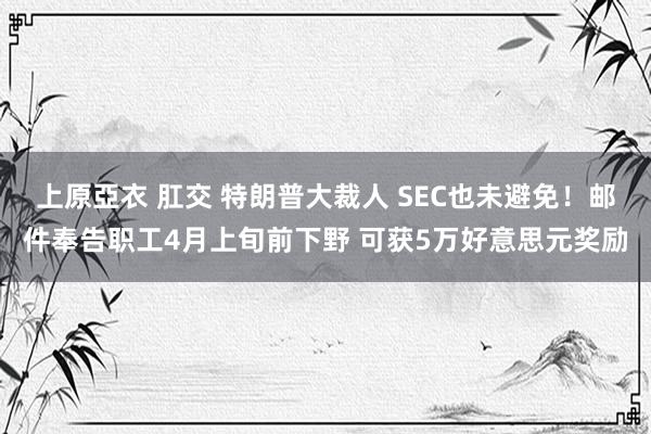 上原亞衣 肛交 特朗普大裁人 SEC也未避免！邮件奉告职工4月上旬前下野 可获5万好意思元奖励