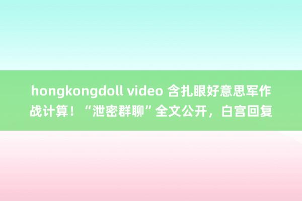 hongkongdoll video 含扎眼好意思军作战计算!“泄密群聊”全文公开,白宫回复