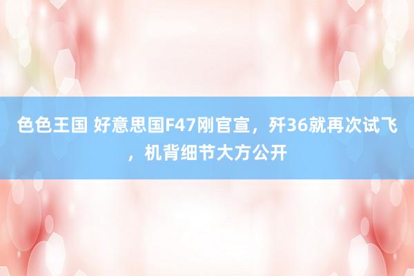 色色王国 好意思国F47刚官宣，歼36就再次试飞，机背细节大方公开