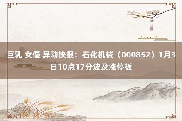 巨乳 女優 异动快报：石化机械（000852）1月3日10点17分波及涨停板