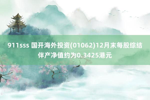 911sss 国开海外投资(01062)12月末每股综结伴产净值约为0.3425港元