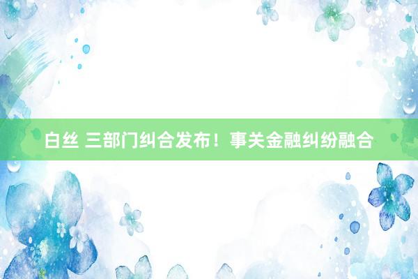 白丝 三部门纠合发布！事关金融纠纷融合