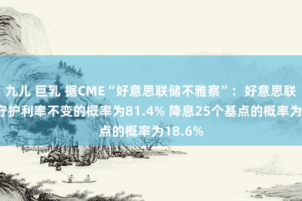 九儿 巨乳 据CME“好意思联储不雅察”：好意思联储5月守护利率不变的概率为81.4% 降息25个基点的概率为18.6%
