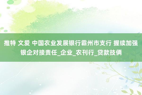 推特 文爱 中国农业发展银行霸州市支行 握续加强银企对接责任_企业_农刊行_贷款技俩