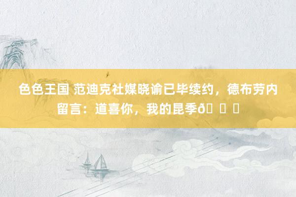 色色王国 范迪克社媒晓谕已毕续约，德布劳内留言：道喜你，我的昆季🙌