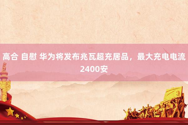 高合 自慰 华为将发布兆瓦超充居品，最大充电电流2400安