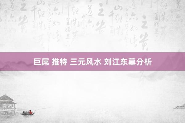 巨屌 推特 三元风水 刘江东墓分析