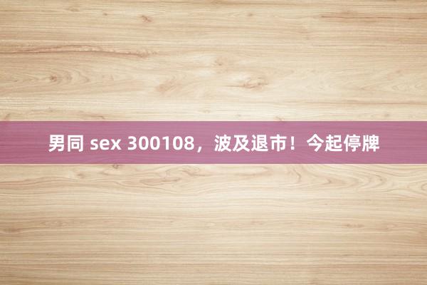男同 sex 300108，波及退市！今起停牌
